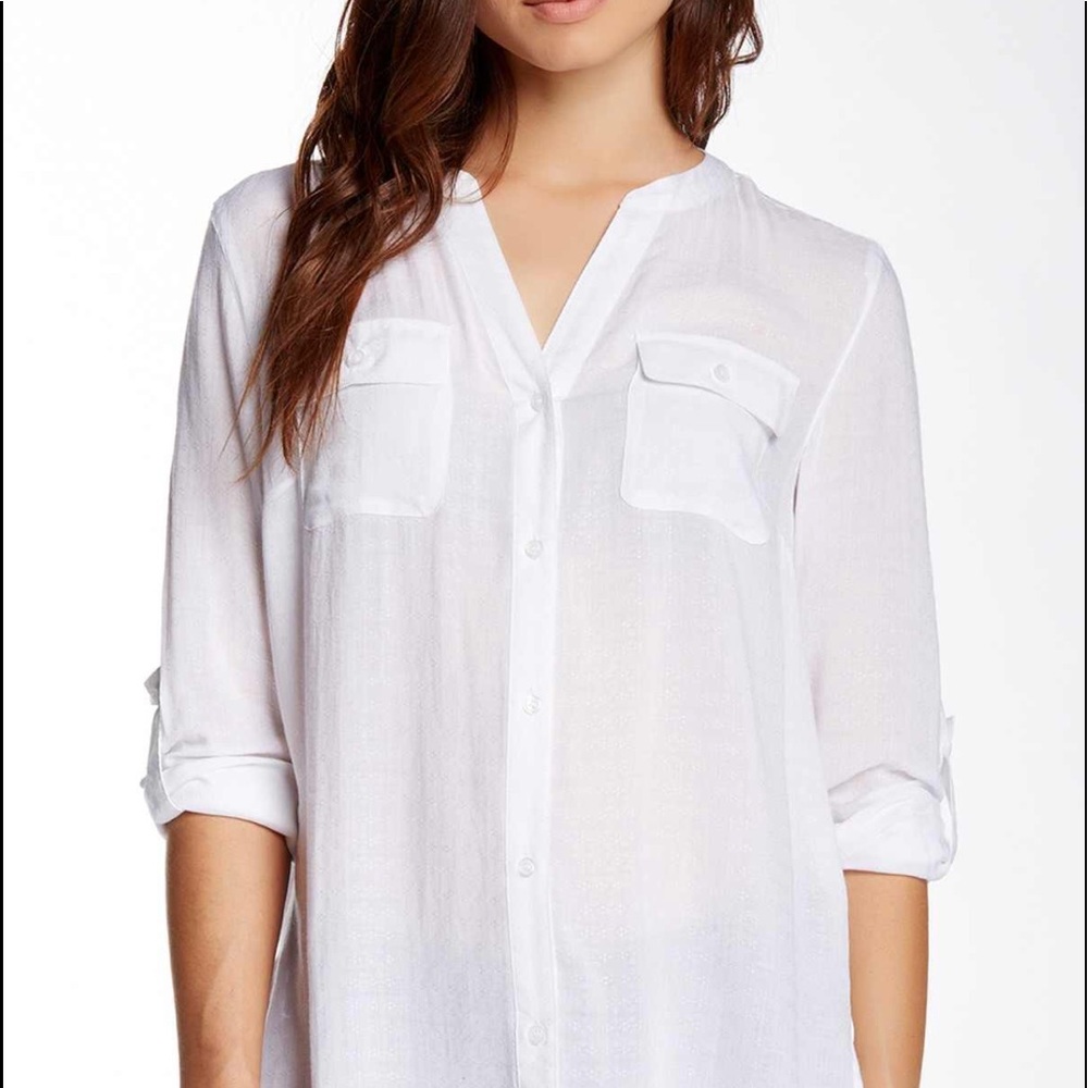 Sandra Ingrish Long Sleeve Dobby Tunic NWT  Sz XL